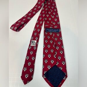 Vineyard Vines Custom 100% Silk Red Tie Harvard University Business 50th Reunion
